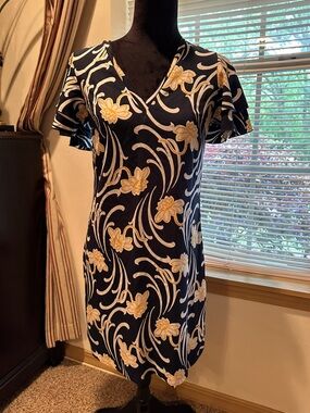 Ann Taylor Factory Navy Floral V-Neck Mini Dress